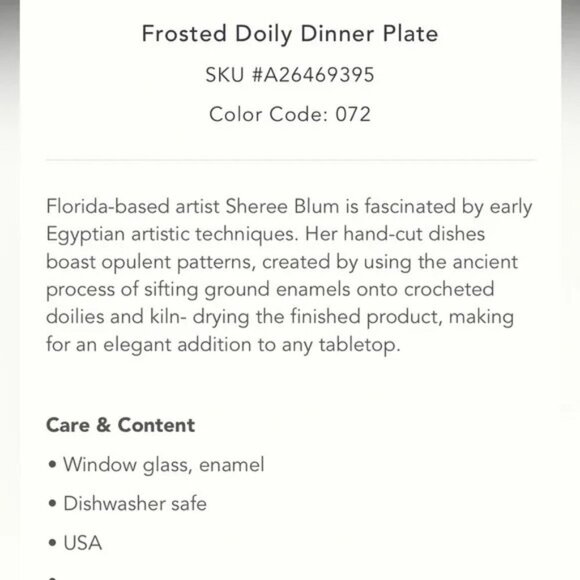 NWOT Anthropologie Yellow Green Frosted Doily Glass 10.25” Dinner Plate - Picture 4 of 4